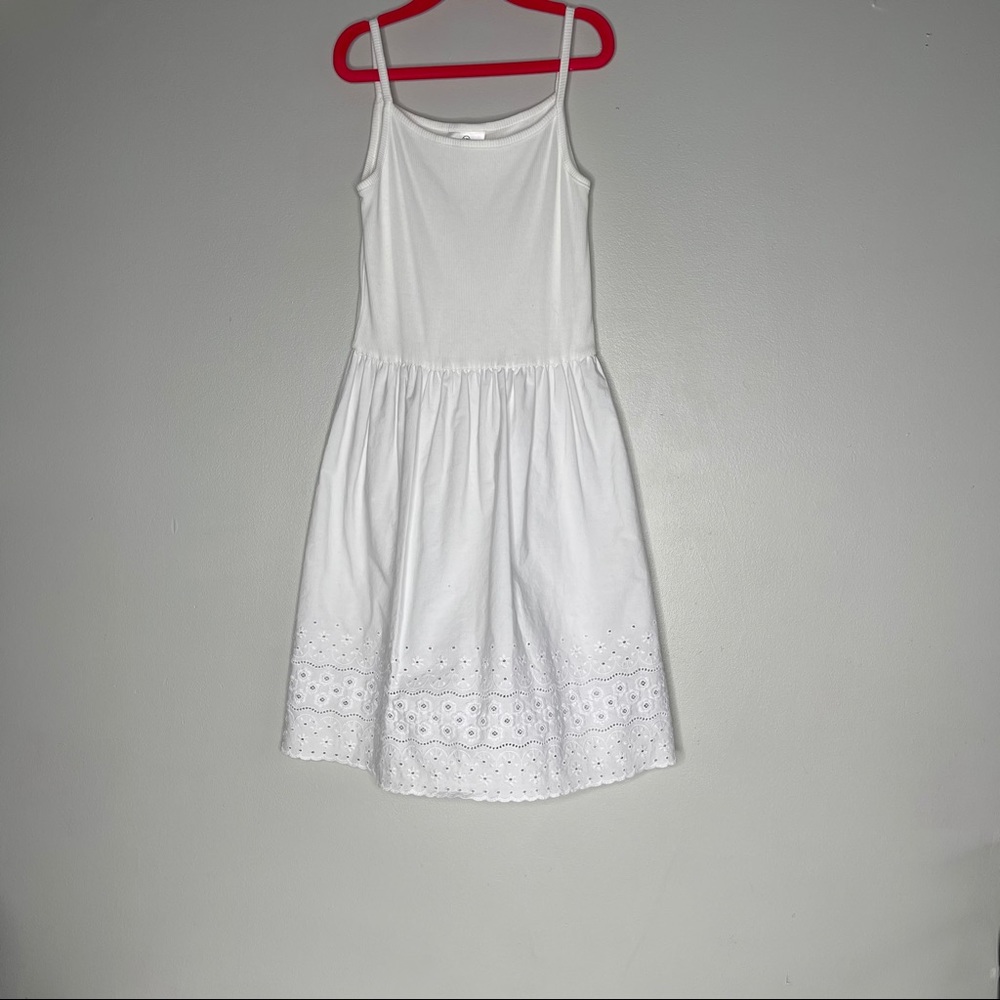 Hanna Anderson girl white t shirt dress size 130
